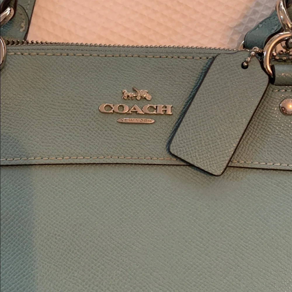 Coach Aqua Leather Shoulder Bag with long crossbody strap